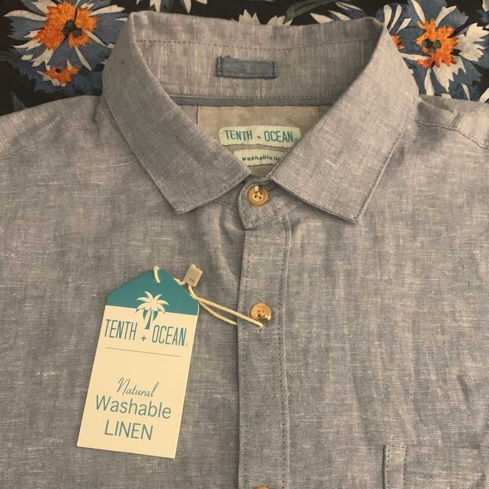 TENTH OCEAN SS Washable Linen Light Indigo Shirt